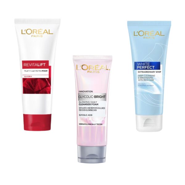 L'Oréal PARIS Facial Foam                                       ထိုင်းပြည်တွင်းထုတ် L'Oréal Paris ရဲ့  facial foam လေးတွေလည်းလက်ကားမှာယူလို့ရပါပြီ။ အချိုသာဆုံးစျေးနှုန်းနဲ့ ထိုင်း-မြန်မာနေရာအနှံ့ရှိကုန်သည်ကြီးများထံသို့ပို့ဆောင်ပေးလျက်ရှိပါတယ်။ စျေးကွက်ထဲမှာနာမည်ရှိပြီးသားပစ္စည်းကောင်းလေးဖြစ်လို့ အရောင်းသွက်ပြီးအမြတ်လည်းကြမ်းစေပါတယ်။ INNOVATION GLYCOLIC-BRIGHT Glowing Daily Cleanser Foam -  New foam‌လေးကမှဲ့ခြောက်,တင်းတိတ်,အမဲစက် - ဝက်ခြံပေါက်ပြီးကျန်ခဲ့တဲ့ အမာရွတ်တွေကို အဓိကသက်သာစေတဲ့ facial foamလေးနော်... - Hyaluronic acid ပါဝင်တာကြောင့် အသားအရည်လျော့တွဲတာတွေသက်သာစေတယ် တင်းရင်းချောမွေ့စေတယ် မျက်နှာအသားရည်ရဲ့ရေဓာတ်ကိုမဆုံးရှုံးအောင်အားဖြည့်ပေးတယ်။ - Niacinamide ပါဝင်လို့ အသားရောင်မညီညာခြင်း ,မျက်နှာပေါ်မှာမလိုလားတဲ့အဆီပိုတွေ နဲ့ အရေးအကြောင်းတွေကိုသက်သာစေပါတယ်။ - Moisturizing ပါဝင်တဲ့အတွက်လည်း ရေဓာတ်ကိုဖြည့်ပေးနိုင်တယ် ချွေးပေါက်တွေကိုလည်းကျဉ်းစေပါတယ်...သုံးပြီးရင်လည်းစိုပြေနူးညံပြီးကြည်လင်ချောမွေ့သွားစေတာသိသာပါတယ်။ All Skin Type သုံးလို့ရပီး glow & glass skin ကိုလည်းရရှိစေပါတယ်။ REVITALIFT Cleansing Foam Glycerin - နို့ရည်နဲ့ပေါင်းစပ်ထုတ်လုပ်ထားပြီ အမြှပ်ထွက်အားလဲကောင်းပါတယ်(အသက် ၃၀ ကျော် lady လေးတွေရွေးချယ်သင့်ပါတယ်)။ - L'Oréal Revitalift Milky Cleansing Foam ရဲ့ထူးခြာချက်ကမိမိအသားအရေပေါမှာ ရှိတဲ့ Make-up အကြွင်းအကျန် မခြွင်းမချန်ချက်ချင်းဖယ်ရှာပေးပြီး ကြွယ်ဝစွာအလွှာလိုက် သန့်ရှင်းစင်ကြယ်အောင် ဖယ်ထုတ်ရှင်းလင်းပေးပါတယ်။ - မျက်နှာပြင်မှာရှိတဲ့အညစ်အကြေး တွေကိုယ် အရေပြားအတွင်းပိုင်းအလွှာထိ နက်ရှိုင်းစွာ သန့်စင်ပေးပြီ အရေပြားတွန့်ချင်ကိုယ် ပြည့်စုံခိုင်မာစွာဆန့်ကျင့်ပေးပါတယ် အသားအရေနူးညံ့ ချောမွေ့မှု ကိုယ်ရရှိစေပါတယ်။ ( နို့ရည်ကိုယ်အခြေခံပြီထုတ်ထားတဲ့အတွက် ဝက်ခြံထွက်တဲ့အသားအရေ၊မျက်နှာအဆီထွက်များတဲ့အသားအရေ သုံးပြုလို့မရဘူးနော်)အခြားသောအသားအရေတွေအတွက်အထူးသုံးလို့ရပါတယ်။ AURA PERFECT Milky Foam Fights Dullness + Evens Tone -တနေကုန်မျက်နှာပေါ်က အညစ်အကြေးနဲ့မိတ်ကပ်အကြွင်းအကျန်ဆဲလ်သေတွေကိုအတွင်းပိုင်းထိ လုံး၀deep cleaningလုပ်ပေးနိုင်ပါတယ်။ -အသားရည်ညစ်နွမ်းမှုကို လျော့ချပေးနိုင်ပြီးပုံမှန်ထက်အသားပိုဖြူစေလို့ အမဲစက်နဲ့ တင်းတိပ်ရှိတဲ့သူတွေနဲ့လဲ ကွက်တိပါ။ -နေလောင်ဒဏ်တွေကြောင့် မျက်နှာအသားရည်ကိုညီစေတဲ့အပြင် လိုအပ်တဲ့သွေးလည်မှုကိုအားကောင်းစေလို့ ကျန်းမာပြီးဝင်းလက်တောက်ပတဲ့အသားရေလေးကိုလဲ ပိုင်ဆိုင်စေမှာပါ။